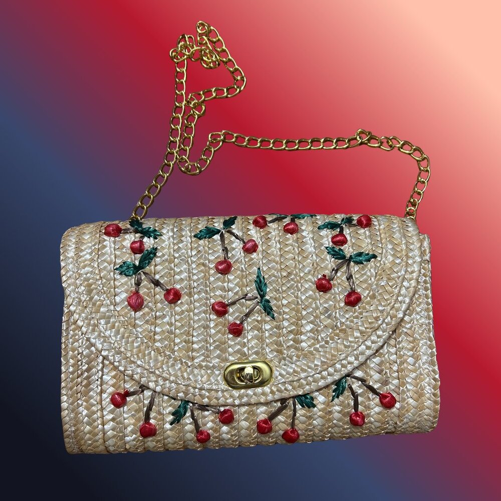 Collectif Cherry Wicker Bag